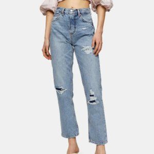 Topshop Editor Distressed Straight Leg Jeans
